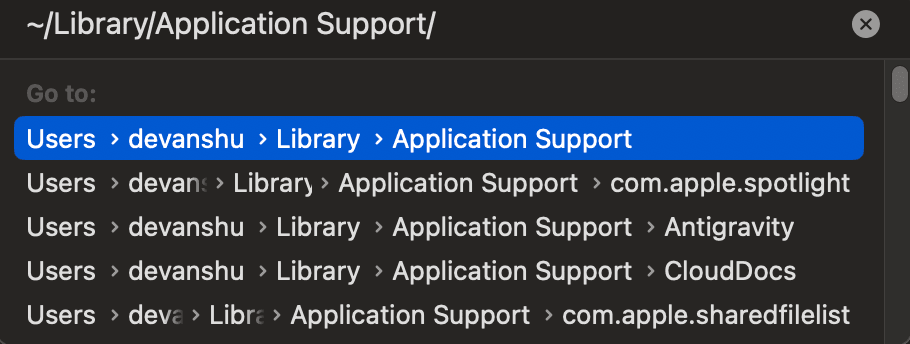 Go to folder dialog