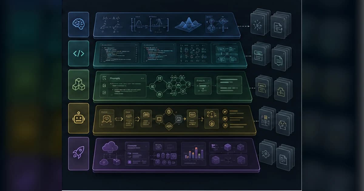 AI Engineering From Scratch Guide-Hero, der die geschichteten Lehrplanphasen von Mathematik bis hin zu LLMs, Agenten, Produktionsinfrastruktur, Prompts, Skills und MCP-Servern zeigt