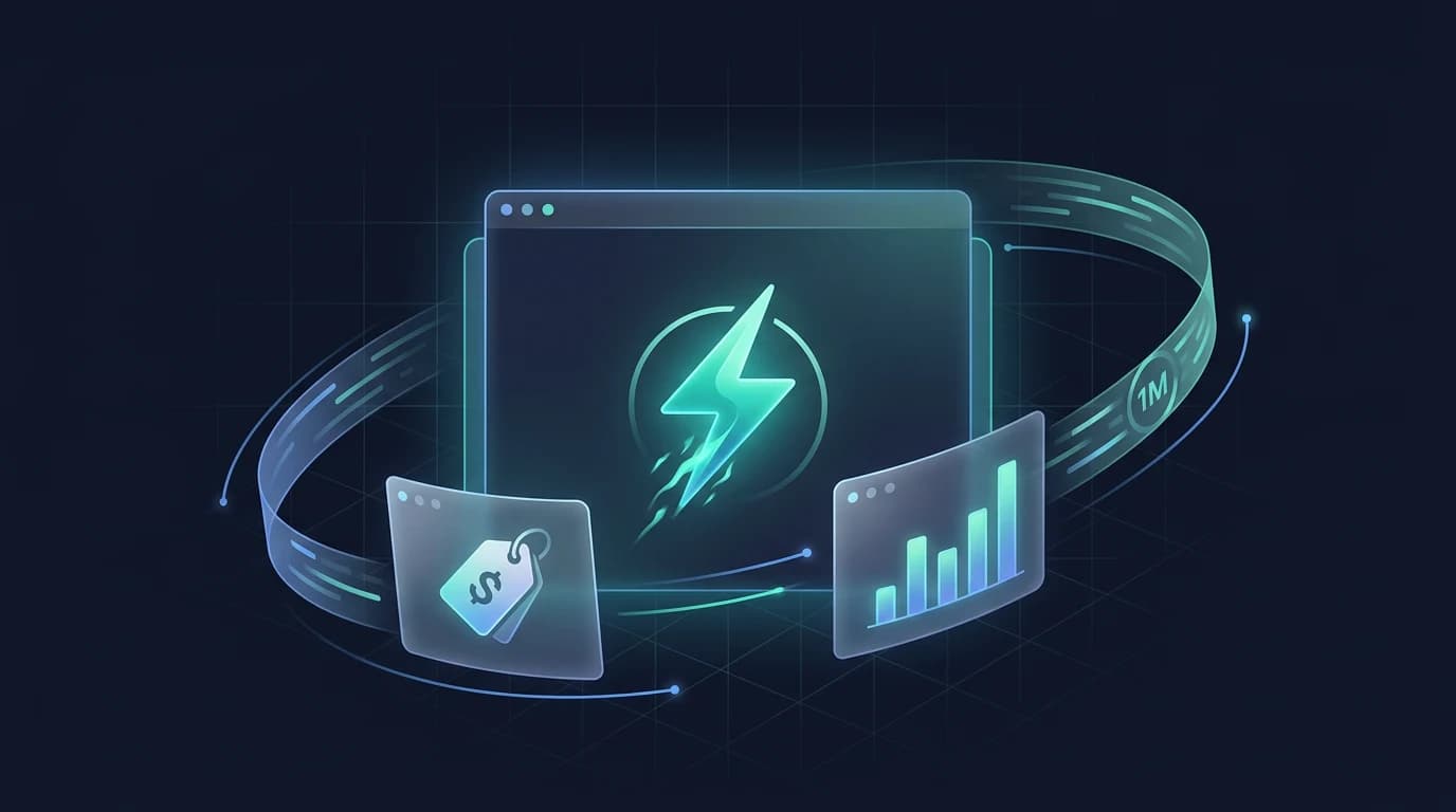 Editorial illustration of the Gemini 3.8 Flash integration into Google Antigravity: a glowing flash bolt inside an agent IDE panel with pricing, benchmark, and context elements.