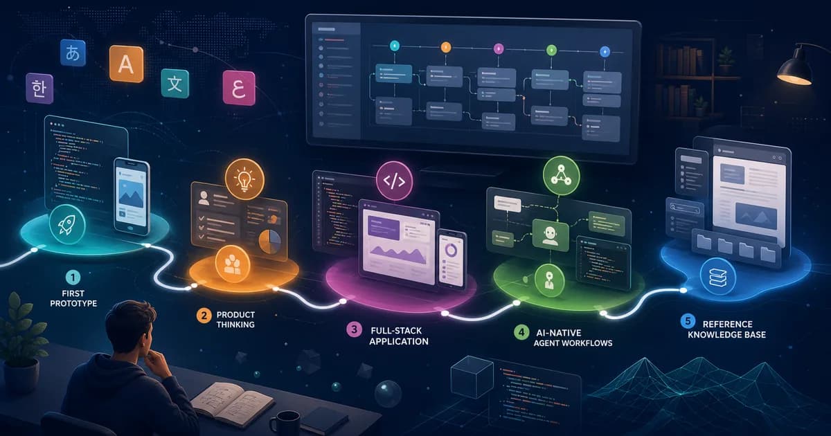Easy-Vibe guide hero showing a multilingual AI coding curriculum map with beginner, full-stack, and advanced agent workflow paths
