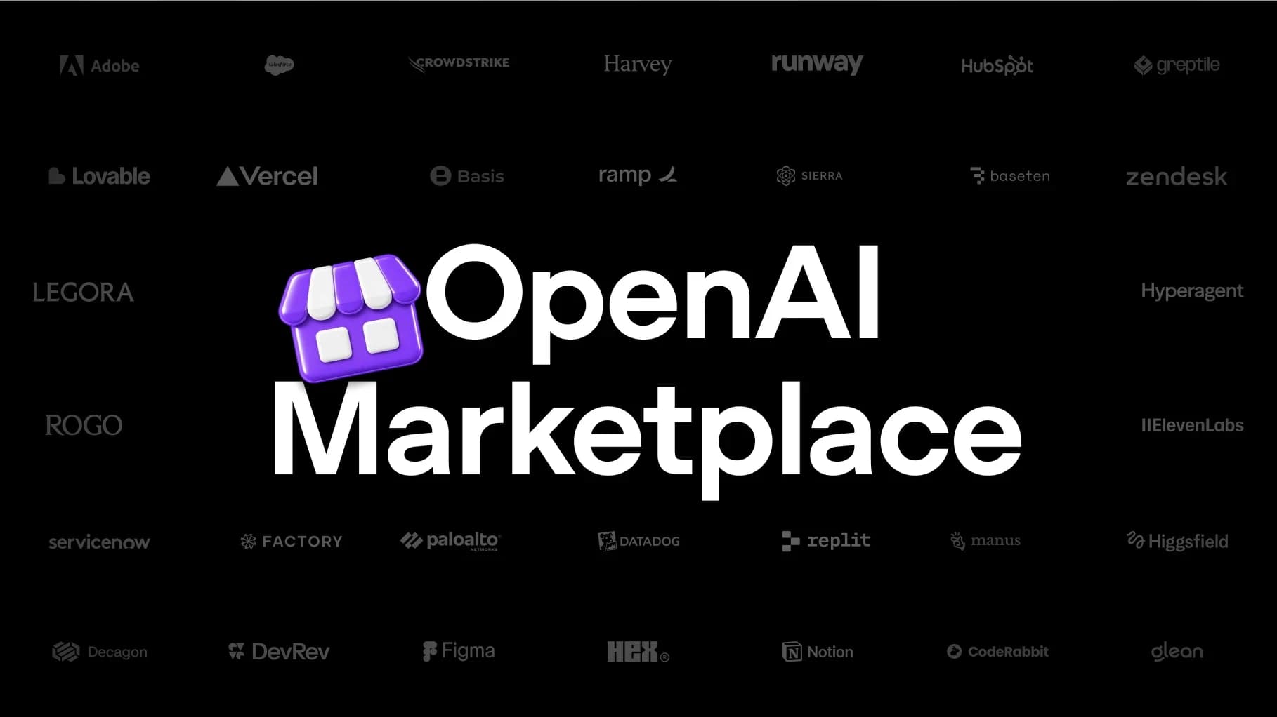 Official OpenAI Marketplace title and storefront icon surrounded by partner logos