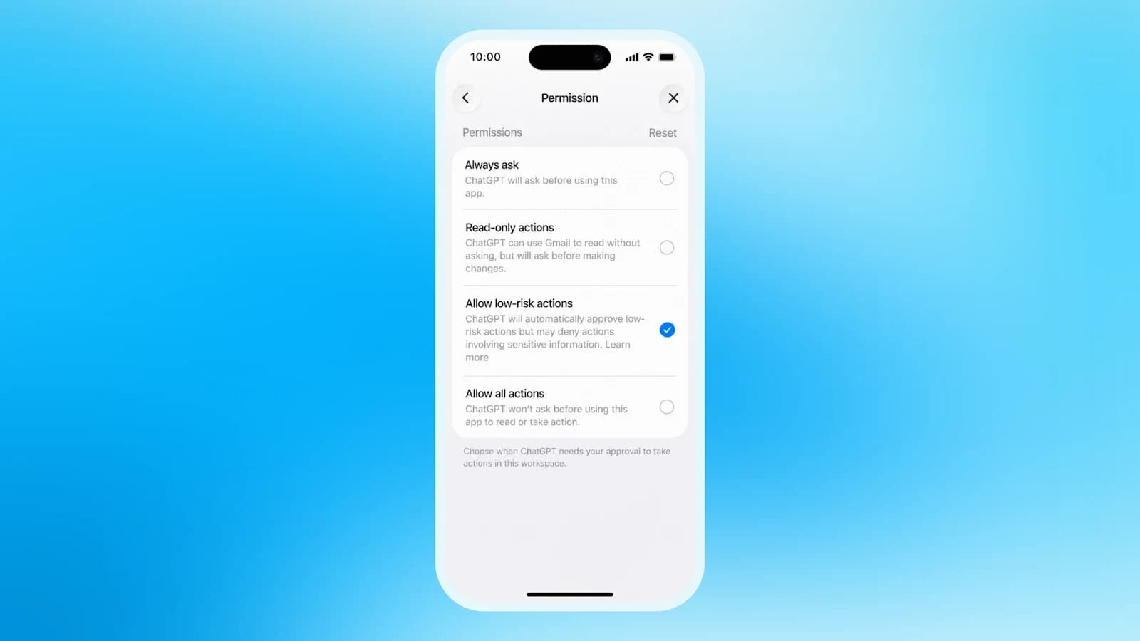 Official screenshot of app permissions displayed in a phone shell on the dots wallpaper