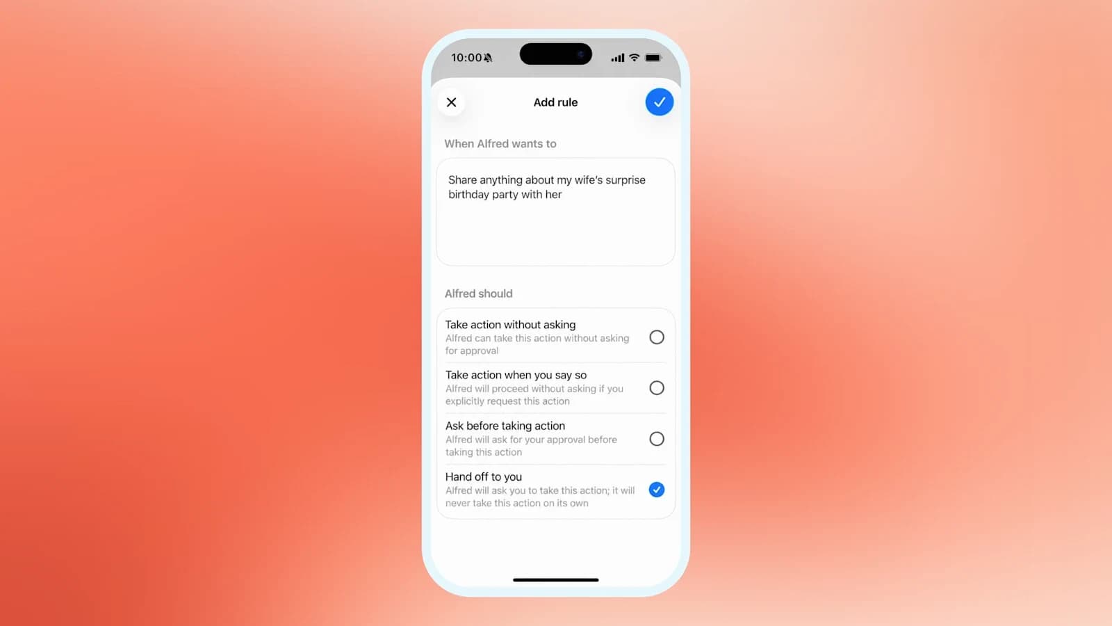 Official screenshot of Custom Rules displayed in a phone shell on the dots wallpaper
