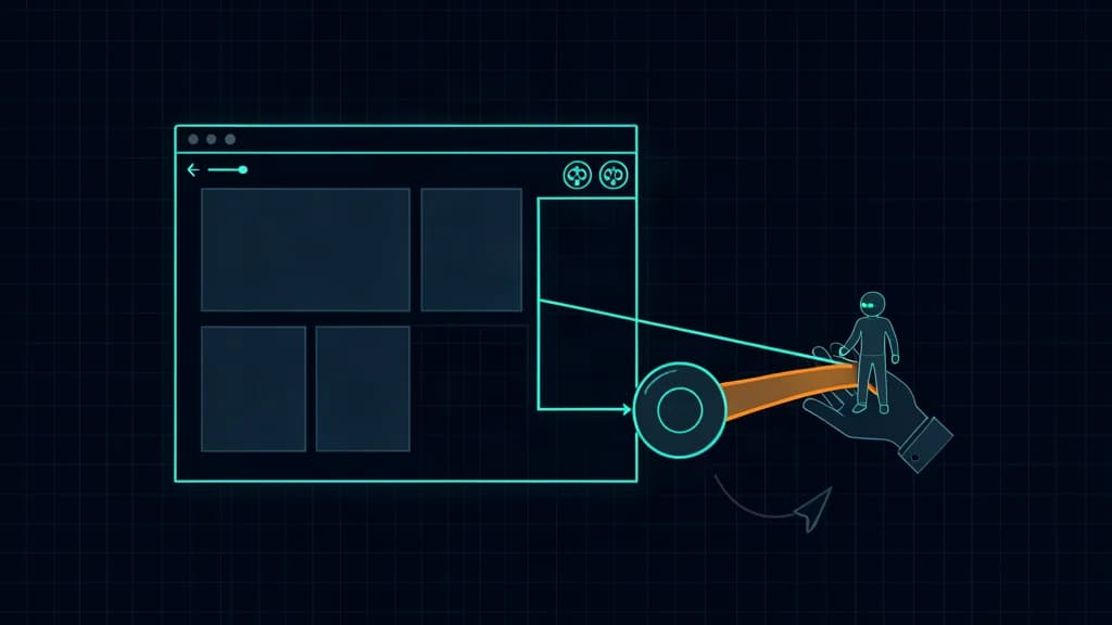 Abstract website exposing structured tool connections to a browser agent through a human approval gate