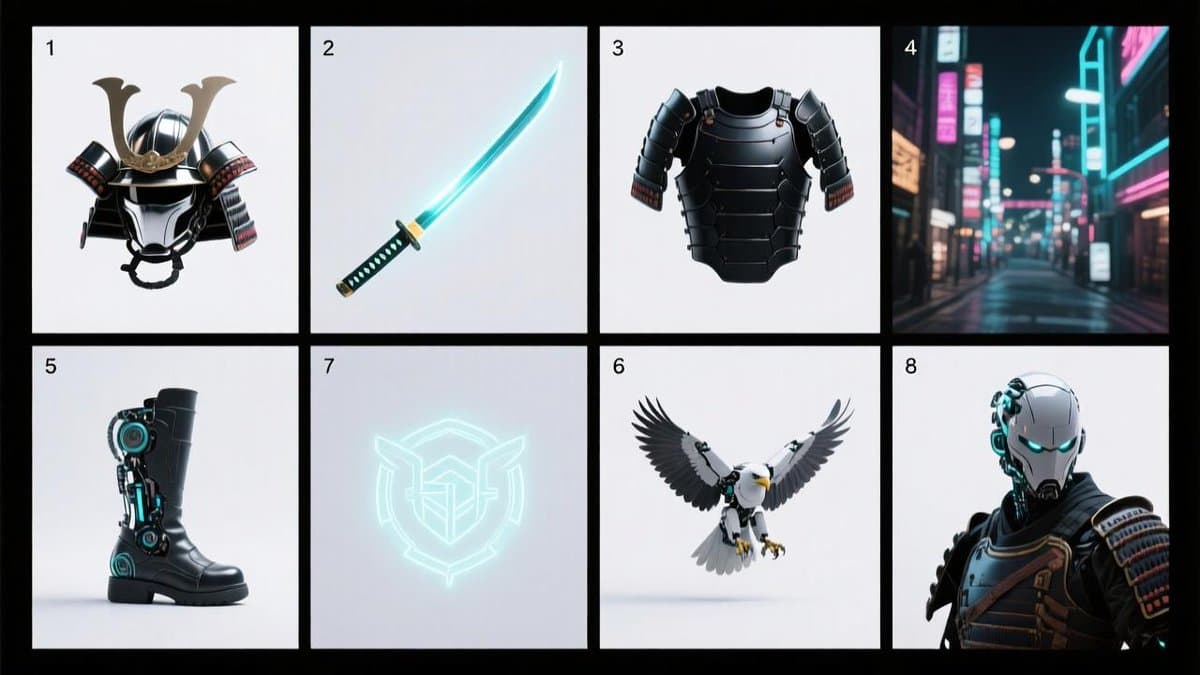 Cybernetic Samurai Gear, Robots & Sci-Fi City Scenes - Fantasy Scifi AI prompt