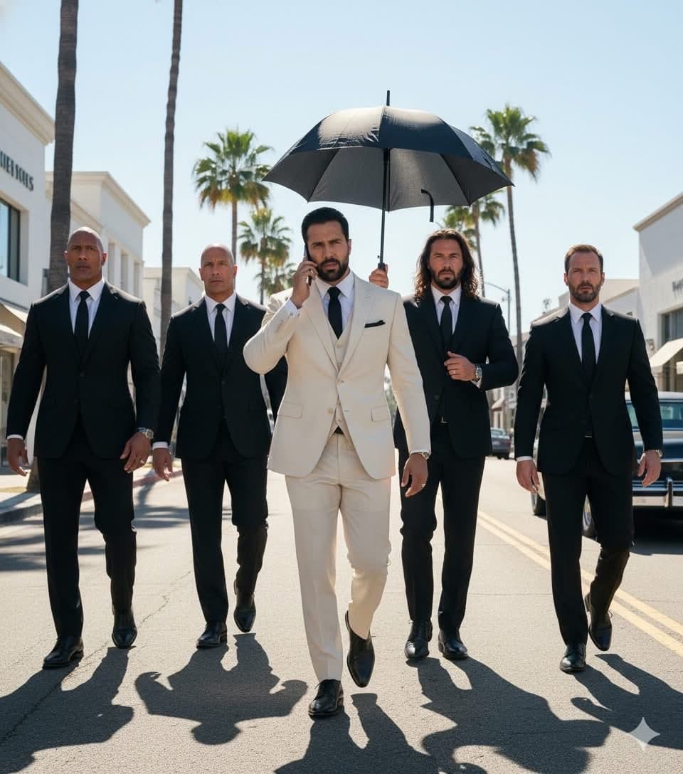 Men in Suits Walking Urban Street - Cinematic Fashion Style - Fashion Photography AI prompt