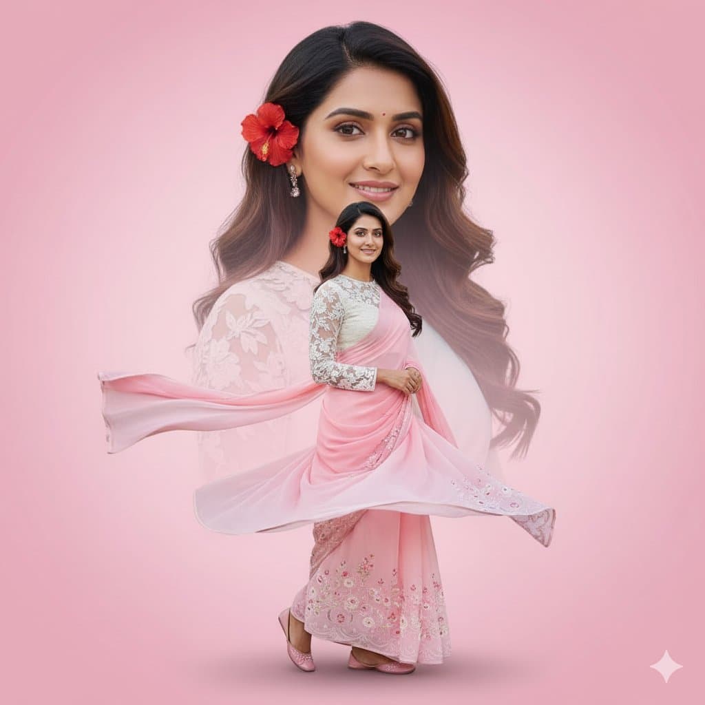 Beautiful Indian Woman in Pink Saree | Fashion Photography - Fashion Photography AI prompt