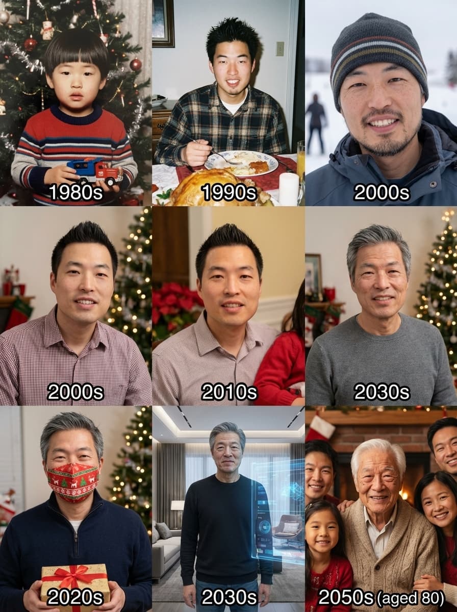 Aging Process: Photorealistic Life Journey Family Portraits - Portrait Photography AI prompt