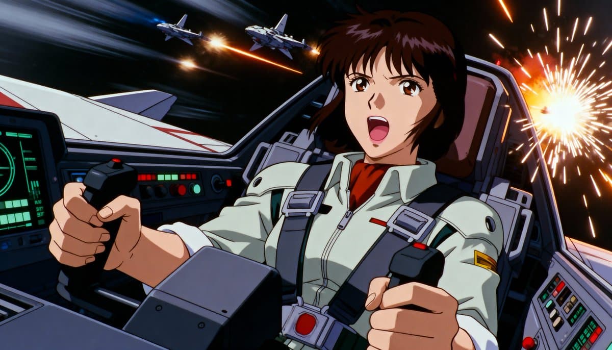 Anime Sci-Fi Pilot in Spaceship Combat - Intense Action - Anime Manga AI prompt