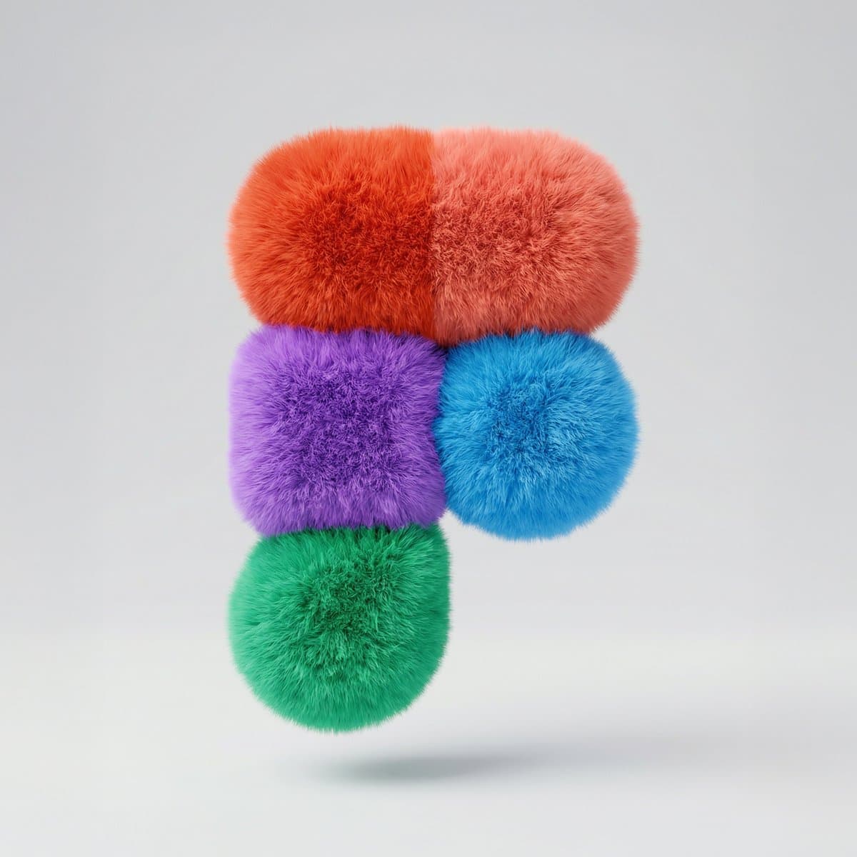 Colorful Fluffy Letter F 3D Render - Playful Branding - Logo Branding AI prompt