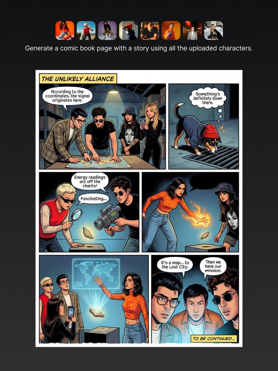 Comic Book Adventure: Young Team on a Lost City Mission - Anime Manga AI prompt