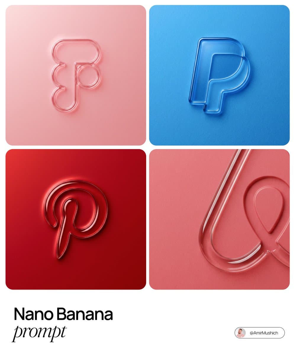 3D Glass Logos: Modern Brand Icon Design & Rendering - Logo Branding AI prompt