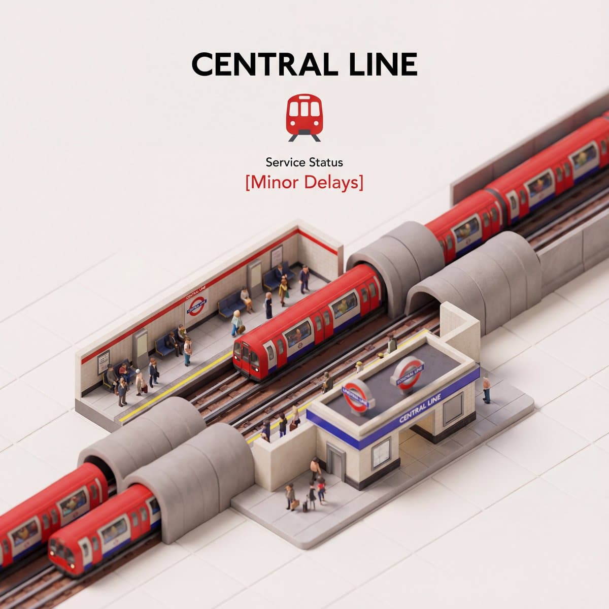 Central Line Miniature Diorama | London Underground Model - 3d Miniatures AI prompt