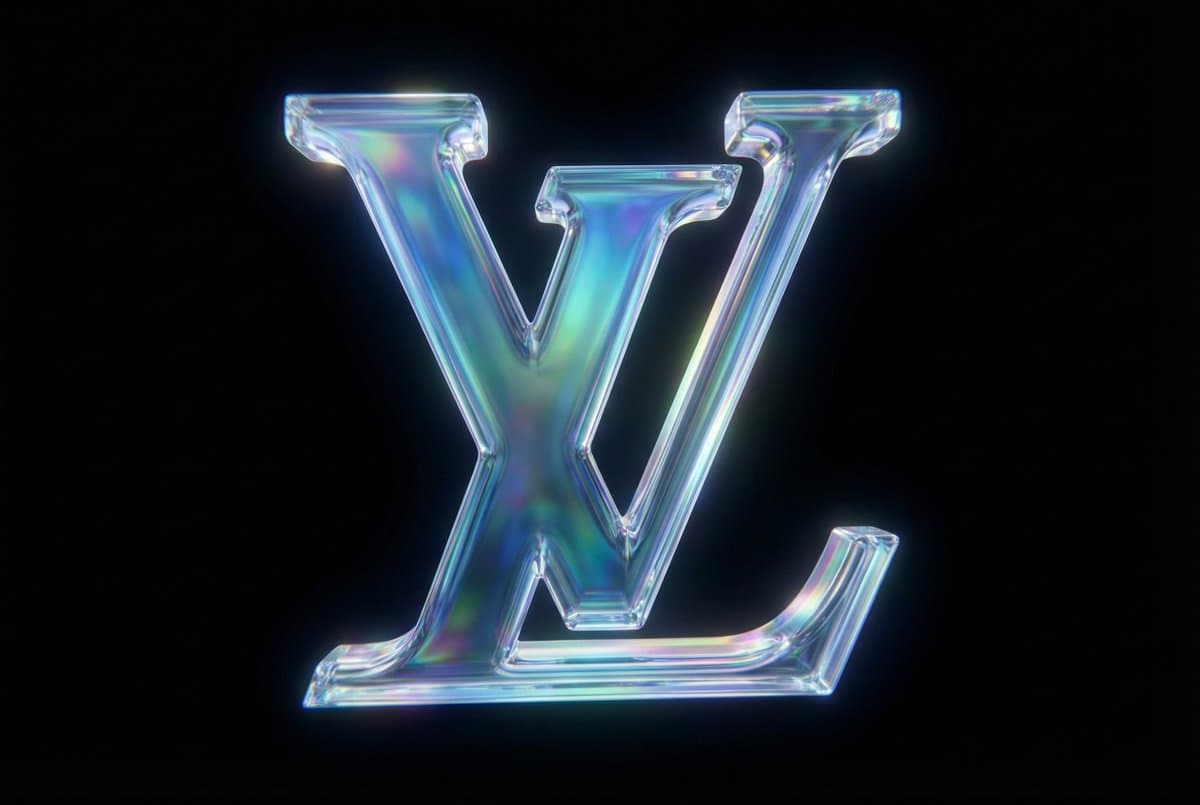 Holographic Louis Vuitton LV Logo 3D Render - Logo Branding AI prompt