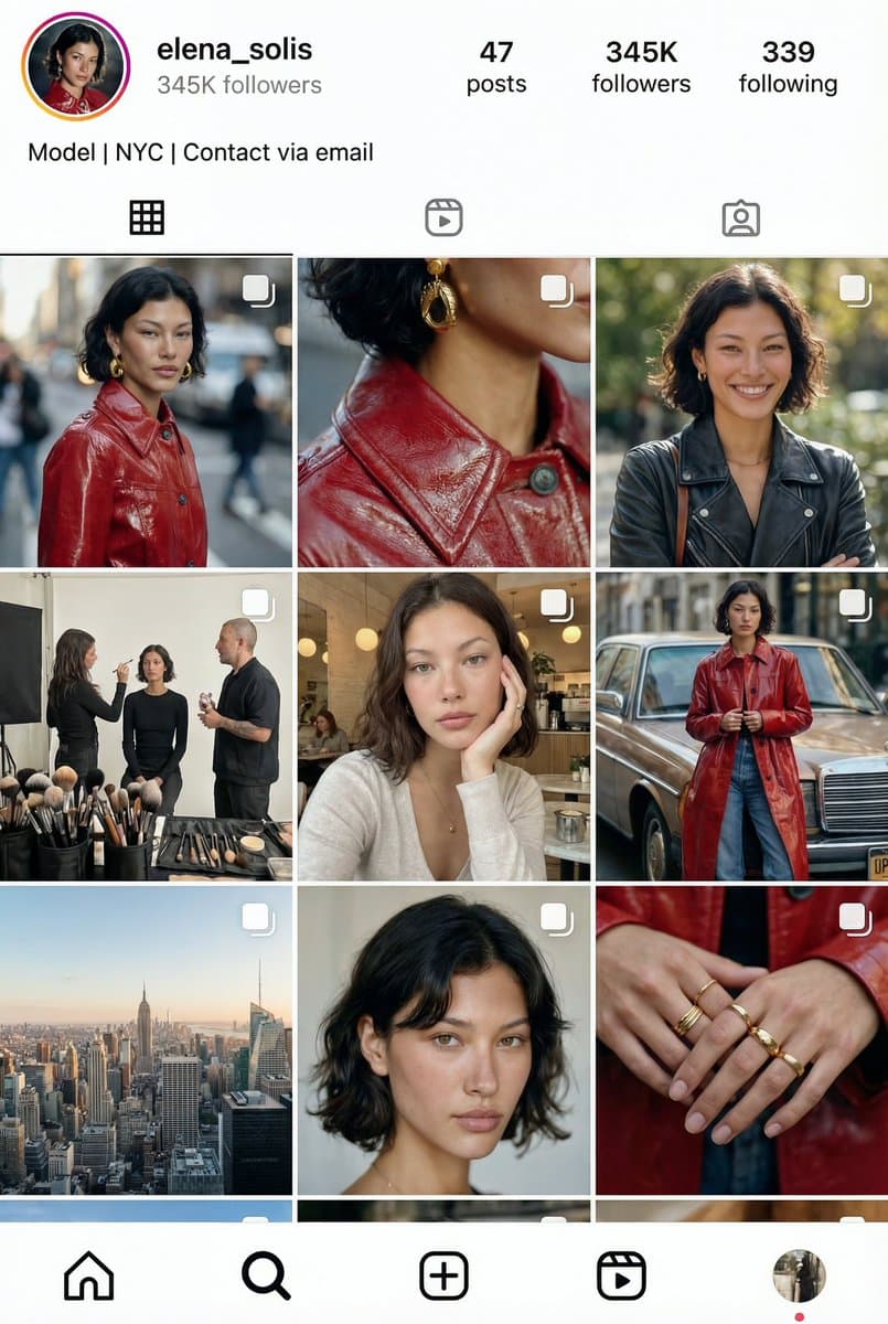 Model Elena Solis Instagram Profile - Fashion Photography - Fashion Photography AI prompt