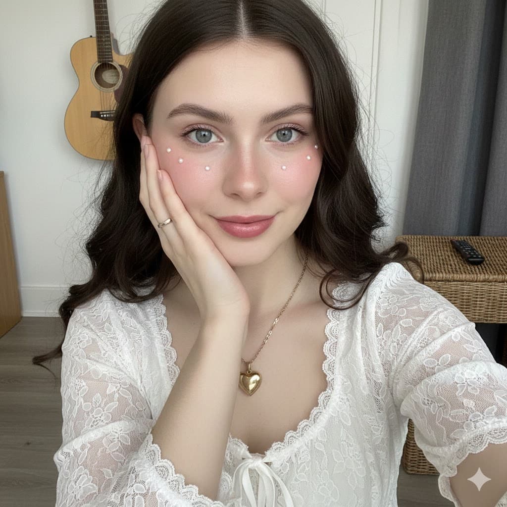 Young Woman Portrait with Pearl Makeup | Aesthetic Photography - Portrait Photography AI prompt
