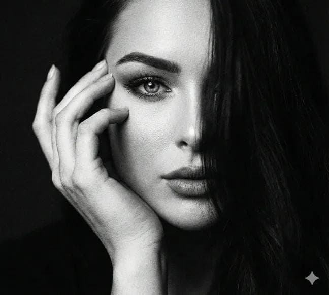 Dramatic Black and White Portrait of Woman - Art Photo - Portrait Photography AI prompt