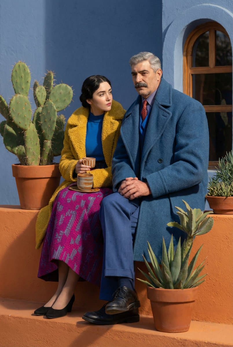 Stylish Couple Fashion Photography - Colorful Outdoor Portrait - Fashion Photography AI prompt