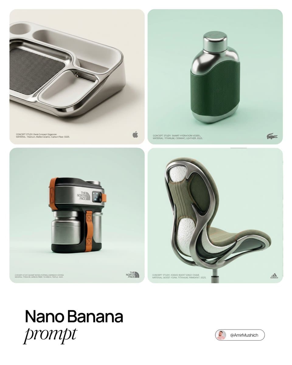 Modern Concept Product Designs: 3D Renders & Tech - Product Photography AI prompt