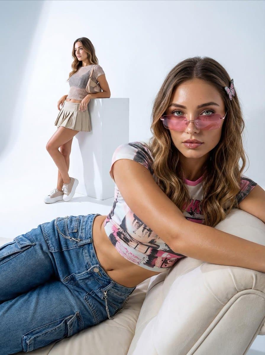 Trendy Women's Fashion Photoshoot - Casual Chic Studio - Fashion Photography AI prompt