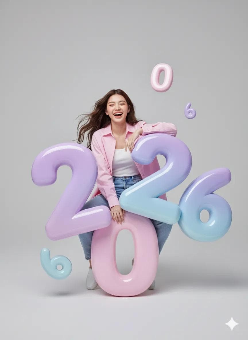 Cheerful Woman Portrait with Pastel Numbers - Studio Shot - Portrait Photography AI prompt
