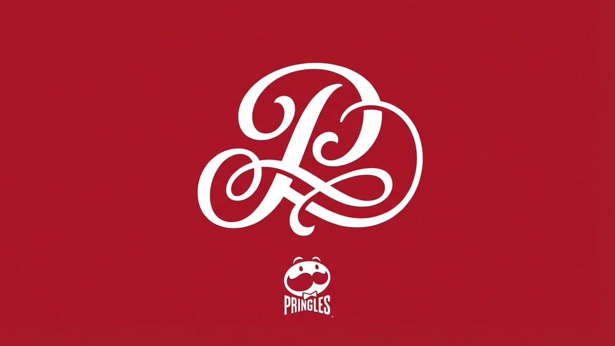 Pringles Monogram Logo - Elegant Brand Design on Red - Logo Branding AI prompt