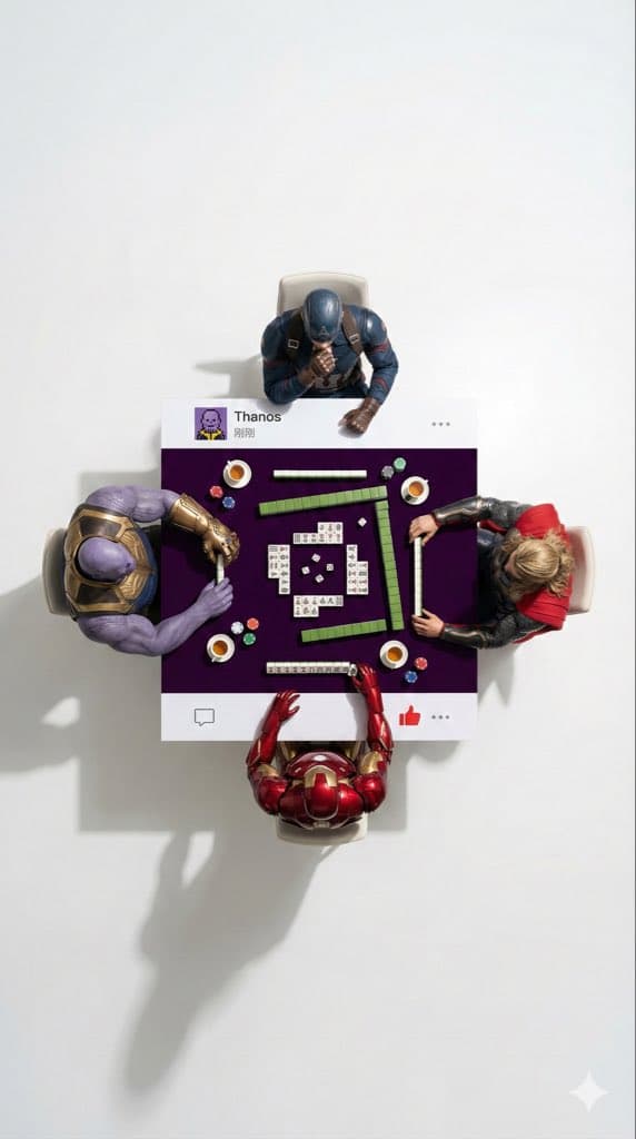 Thanos & Avengers Mahjong Game - Creative Miniatures Art - 3d Miniatures AI prompt