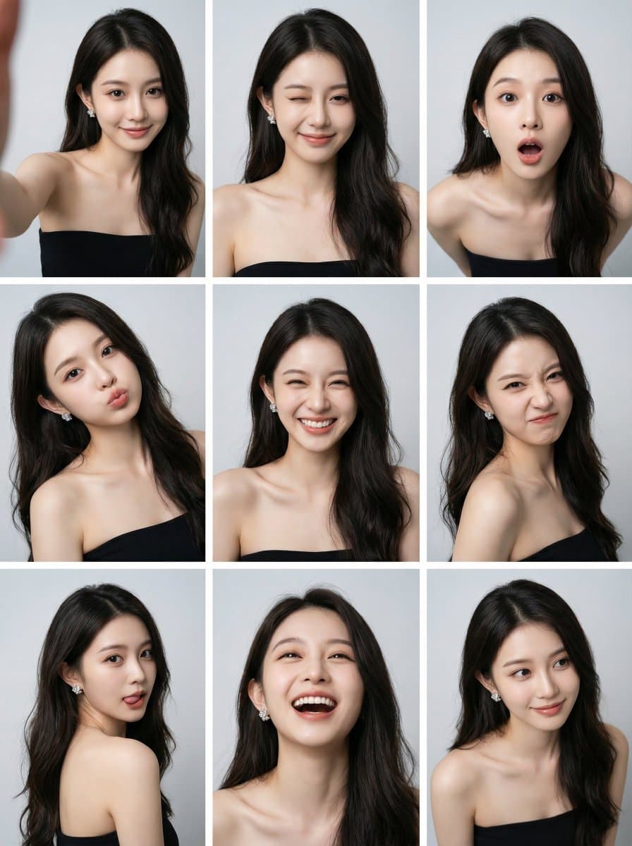 Photorealistic Expressive Portraits: Young Woman, Studio Shoot - Portrait Photography AI prompt