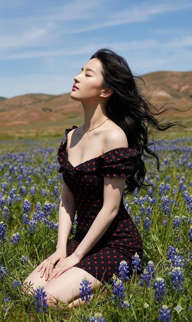 Serene Woman in Bluebonnet Field | Outdoor Portrait Photography - Portrait Photography AI prompt