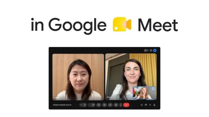 Official Google visual showing speech translation in a video meeting